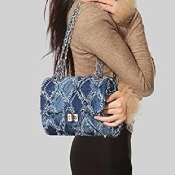 Neiman Marcus Distressed MKP Collection Denim Bag - Picture 2 of 6